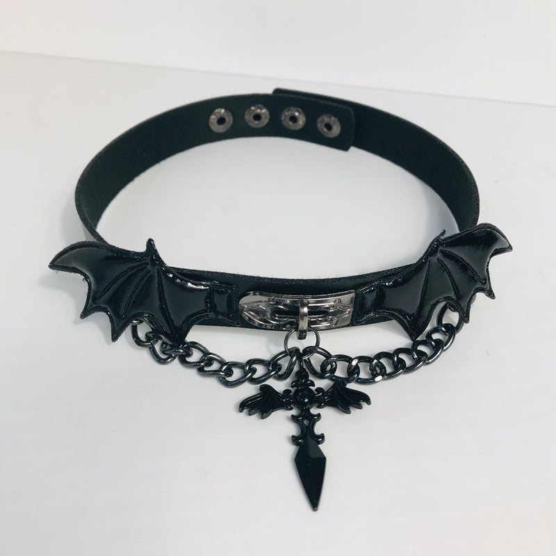 Wholesale Mixed Material Black Gothic Lolita Choker Necklace Cross  Design  Y2K Fashion Jewelry Accessory For Women