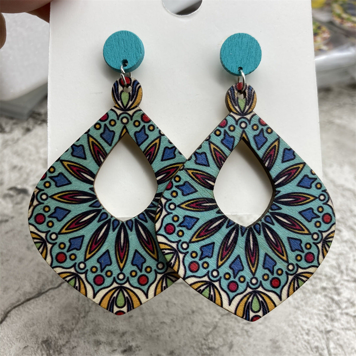 Wholesale Bohemian Vintage Wooden Earrings ACC-ES-FX004