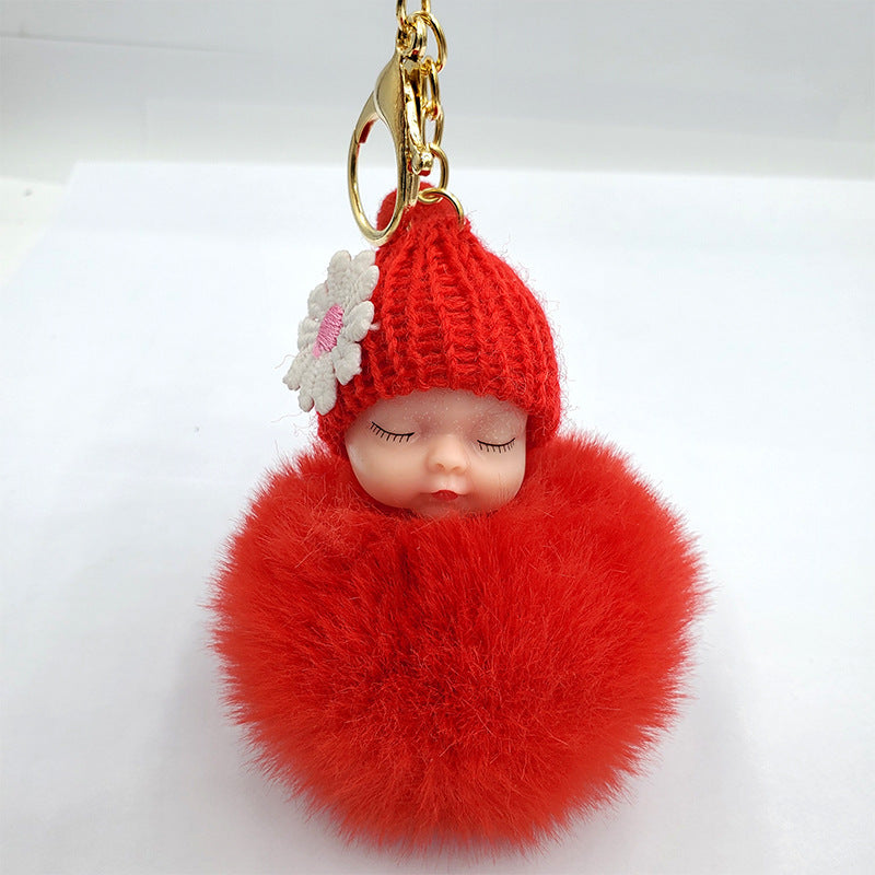 Wholesale cute sleeping doll keychain fur ball pendant ACC-KC-DY007