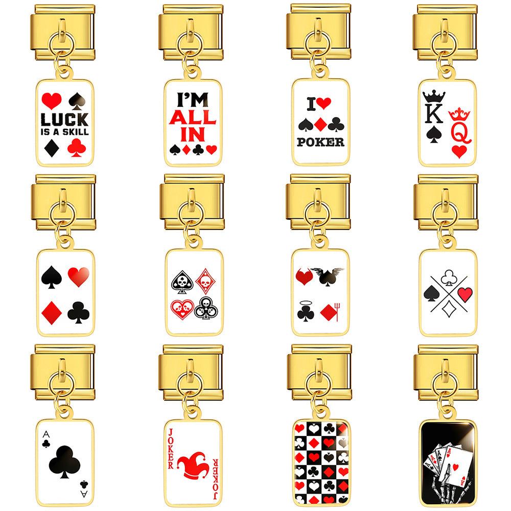 Wholesale Trendy Playing Card Pendant Stainless Steel Bracelet Fashion Accessory For Boutique Resale