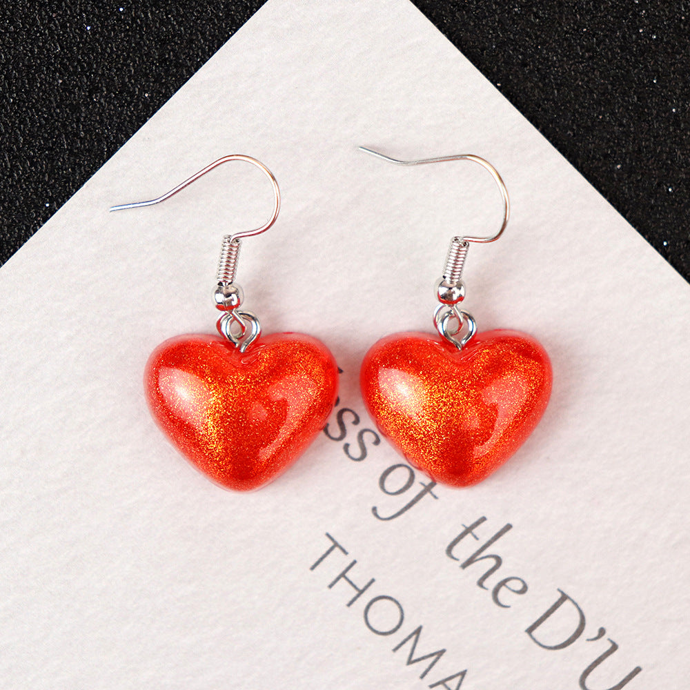 Wholesale Valentine' s Day Resin Flat Pearl Heart Earrings