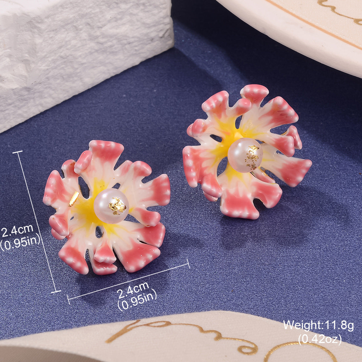 Wholesale Colorful Pearl Flower Enamel Drop Oil Fashionable Earrings