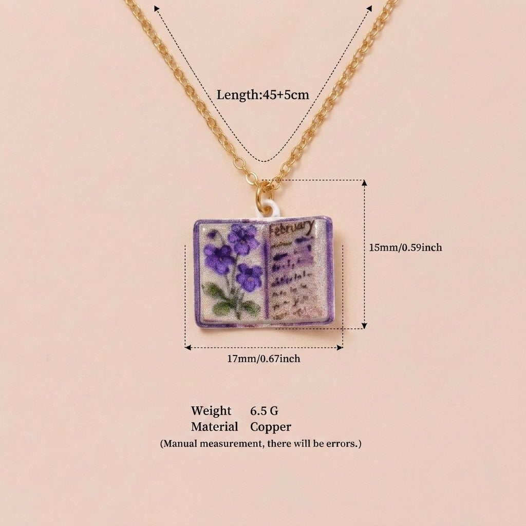 Wholesale Retro Book Pendant Necklace Stylish Copper Design With Everyday Appeal Casual Fashion Accessory Gift