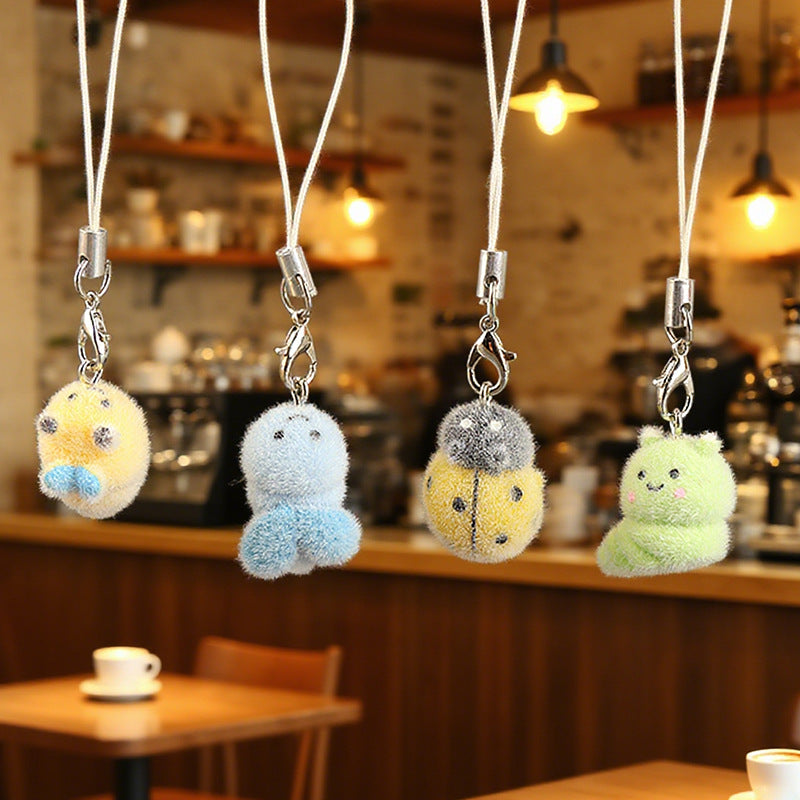 Wholesale Flocked ladybug keychain