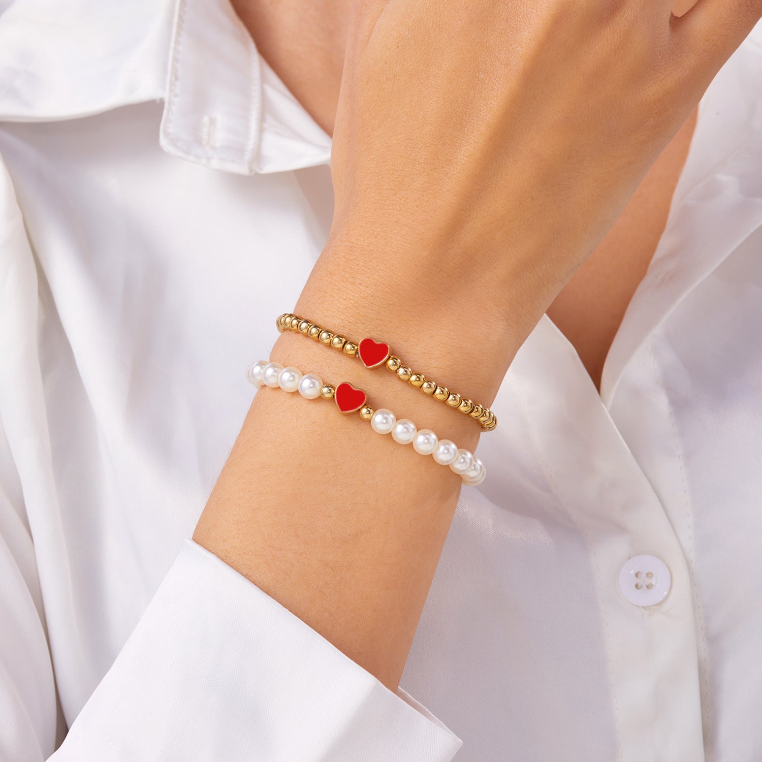 Wholesale Pearl Bracelet Pearl Multicolor Love Beaded Combination Stacked Bracelet