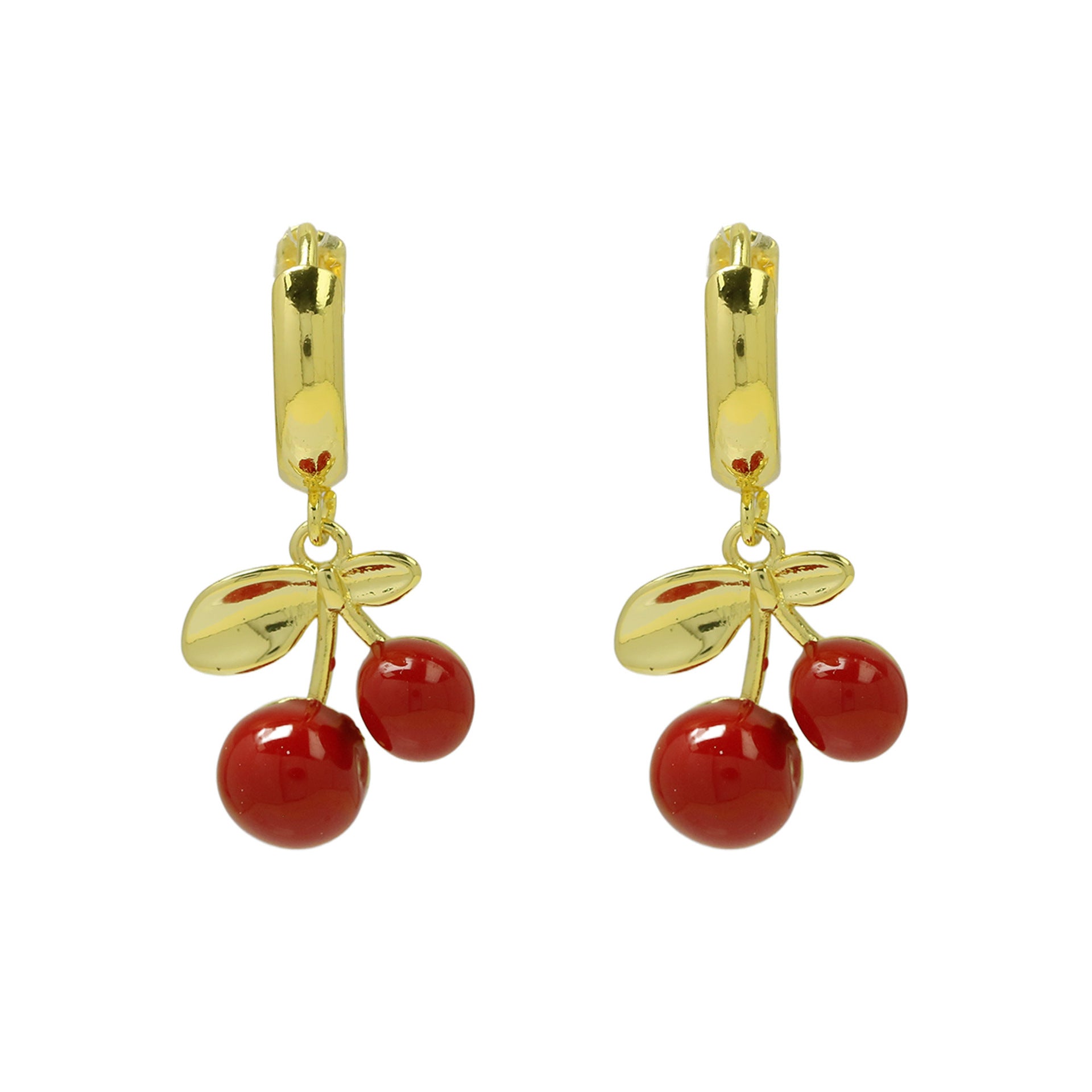 Wholesale  fruit strawberry drop oil gold earrings