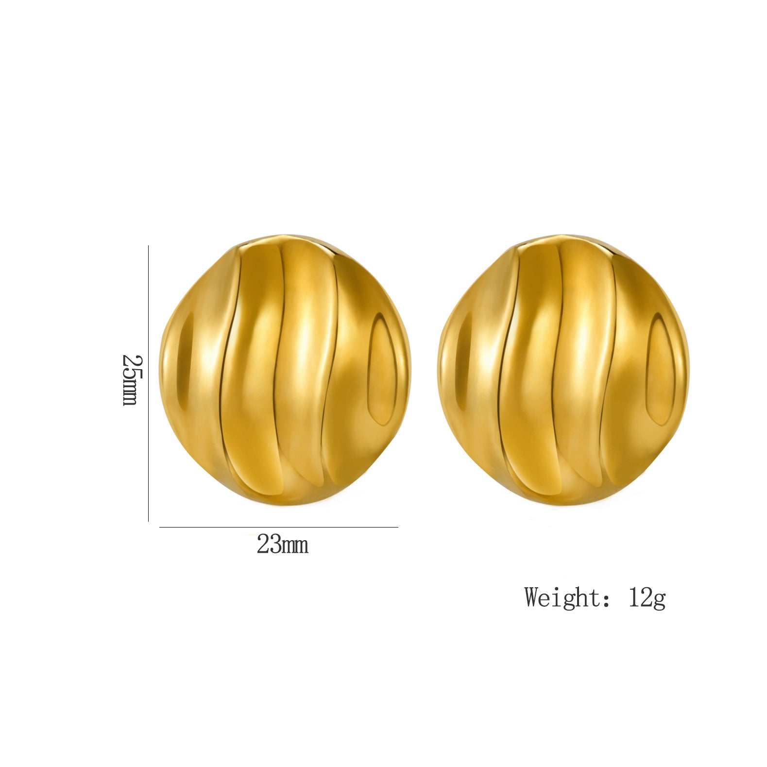 Wholesale Glossy Irregular Shaped Geometric Pleated Origami Love Round Earrings Stainless Steel Earrings ACC-ES-Hongx005