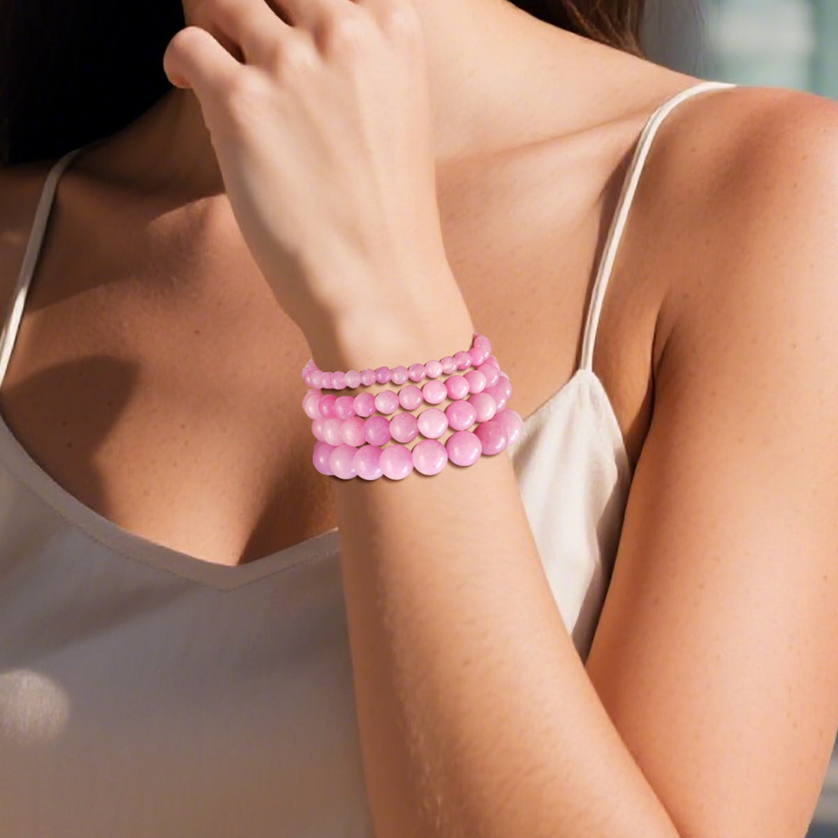 Wholesale Sweet Chinese Style Kunzite Crystal Beaded Bracelet,  Jewelry Accessory