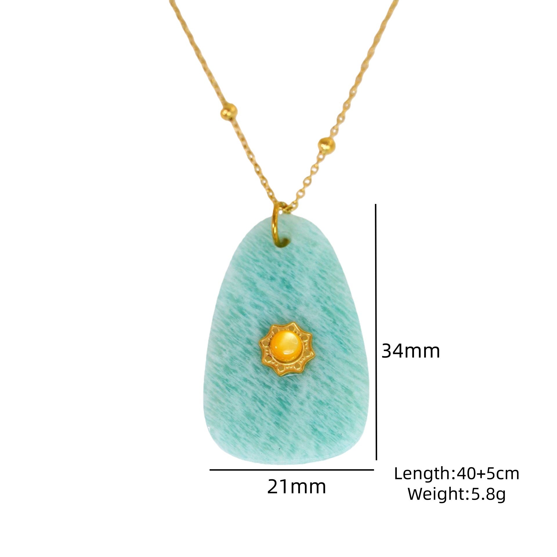 Wholesale Light Luxury Blue Tianhe Stone 14K Gold Plated Titanium Steel Necklace,  Fashion Jewelry Accessory Gift