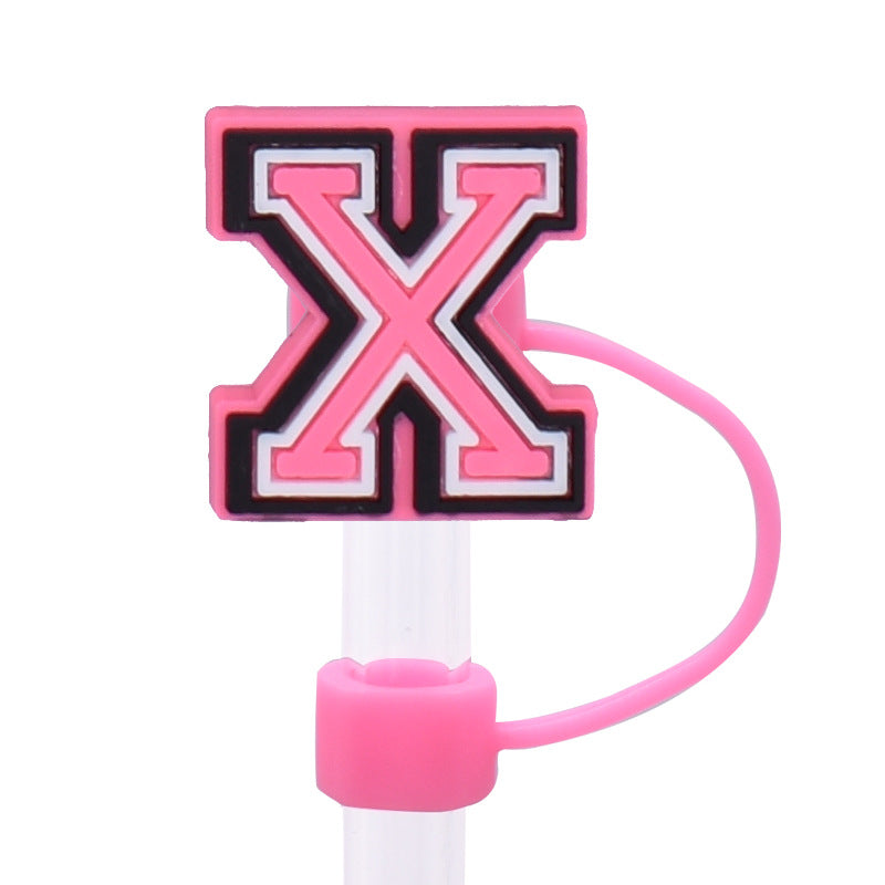 Wholesale Random 100pcs Pink letter cartoon Straw Cover Straw Tube Cap