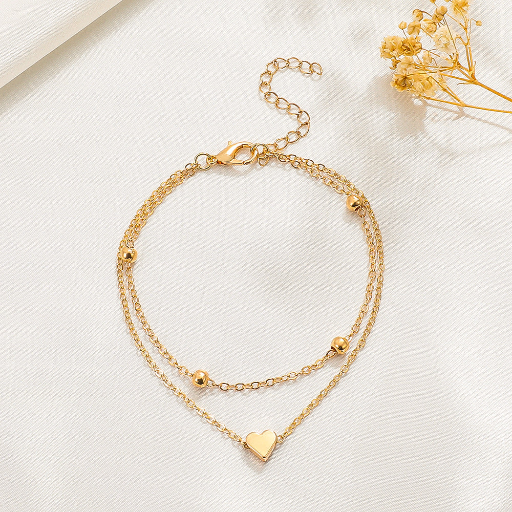 Wholesale alloy double heart bracelet anklet