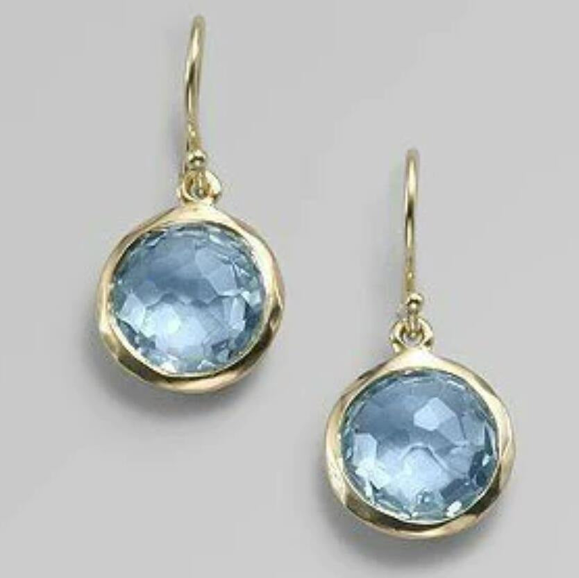 Wholesale  Crystal Round Sea Blue Simple Earrings