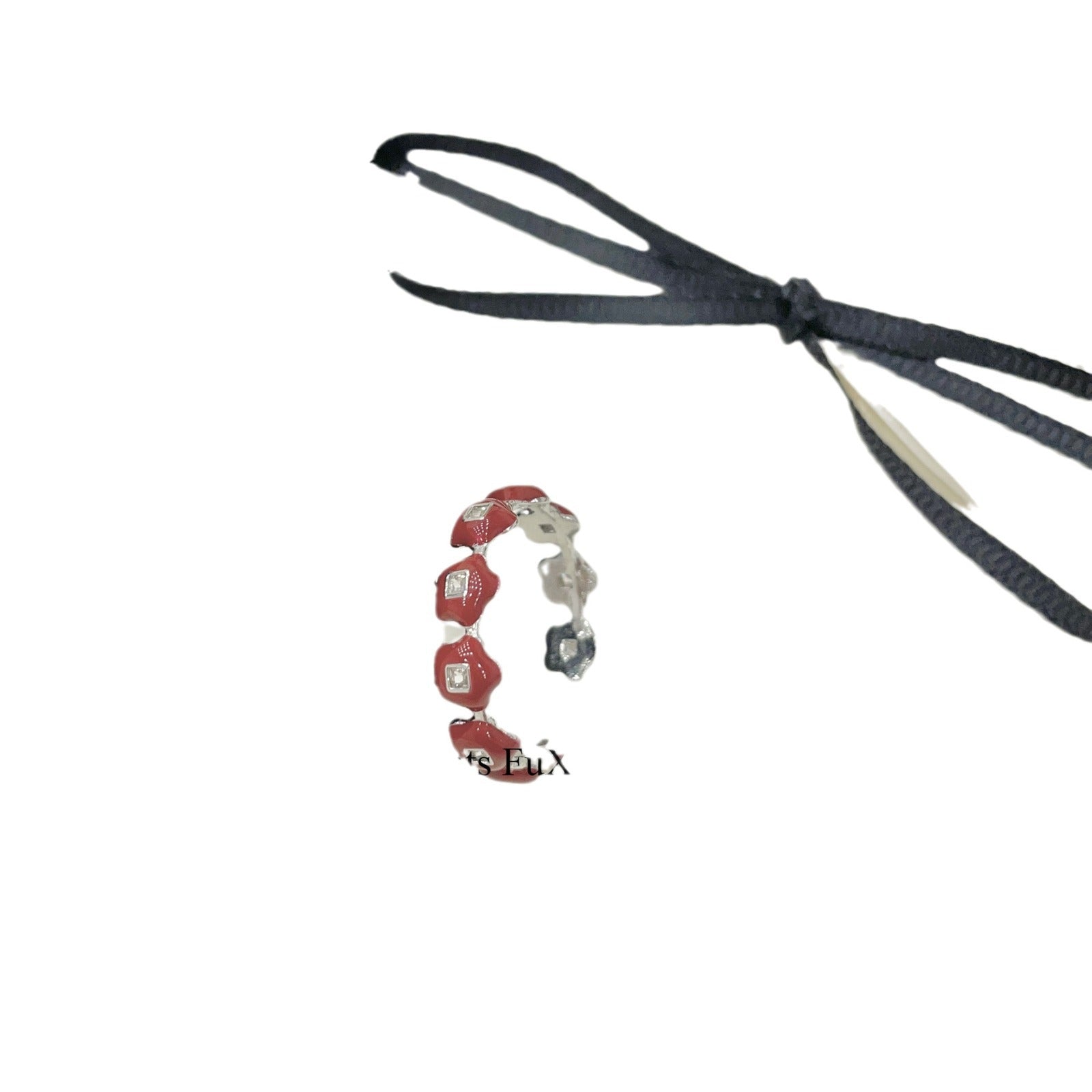Wholesale Red Oil Dropping Flower Cherry Ring