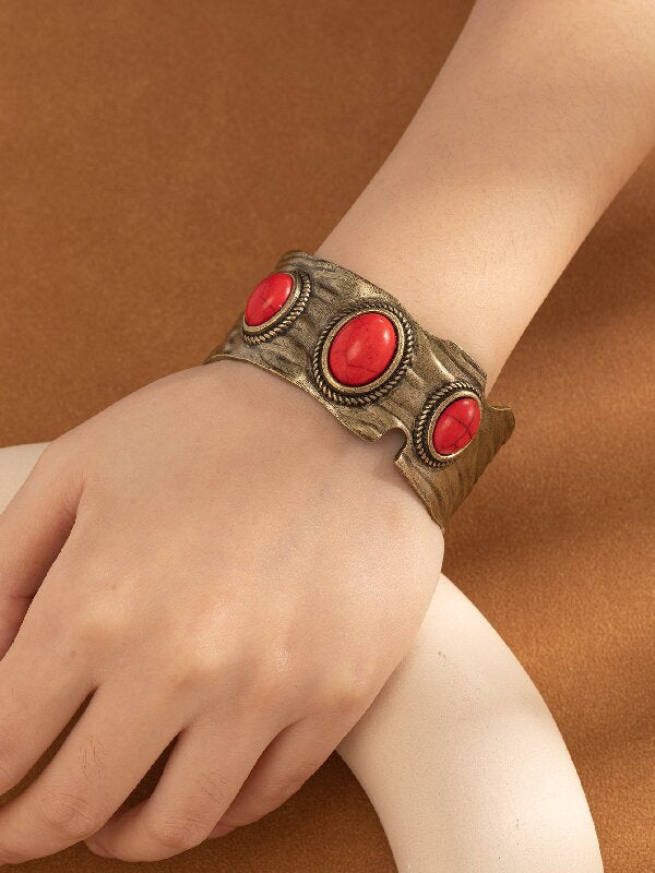 Wholesale Bohemian Oval Pattern Turquoise Iron Bracelet ACC-BT-Gaoz005