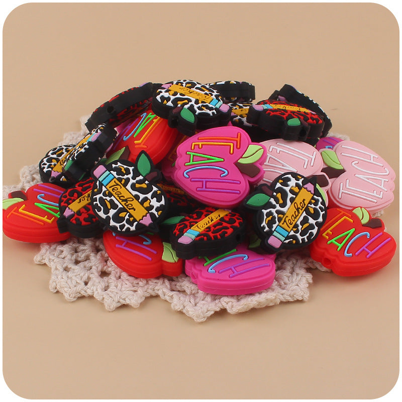 Wholesale 10pcs Cartoon Apple Silicone Focal Beads ACC-BDS-GuangTian004