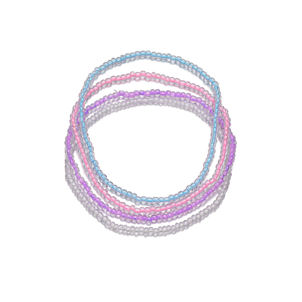 Wholesale Luminous Random Color Acrylic Beads Stretch Women's Foot Chain