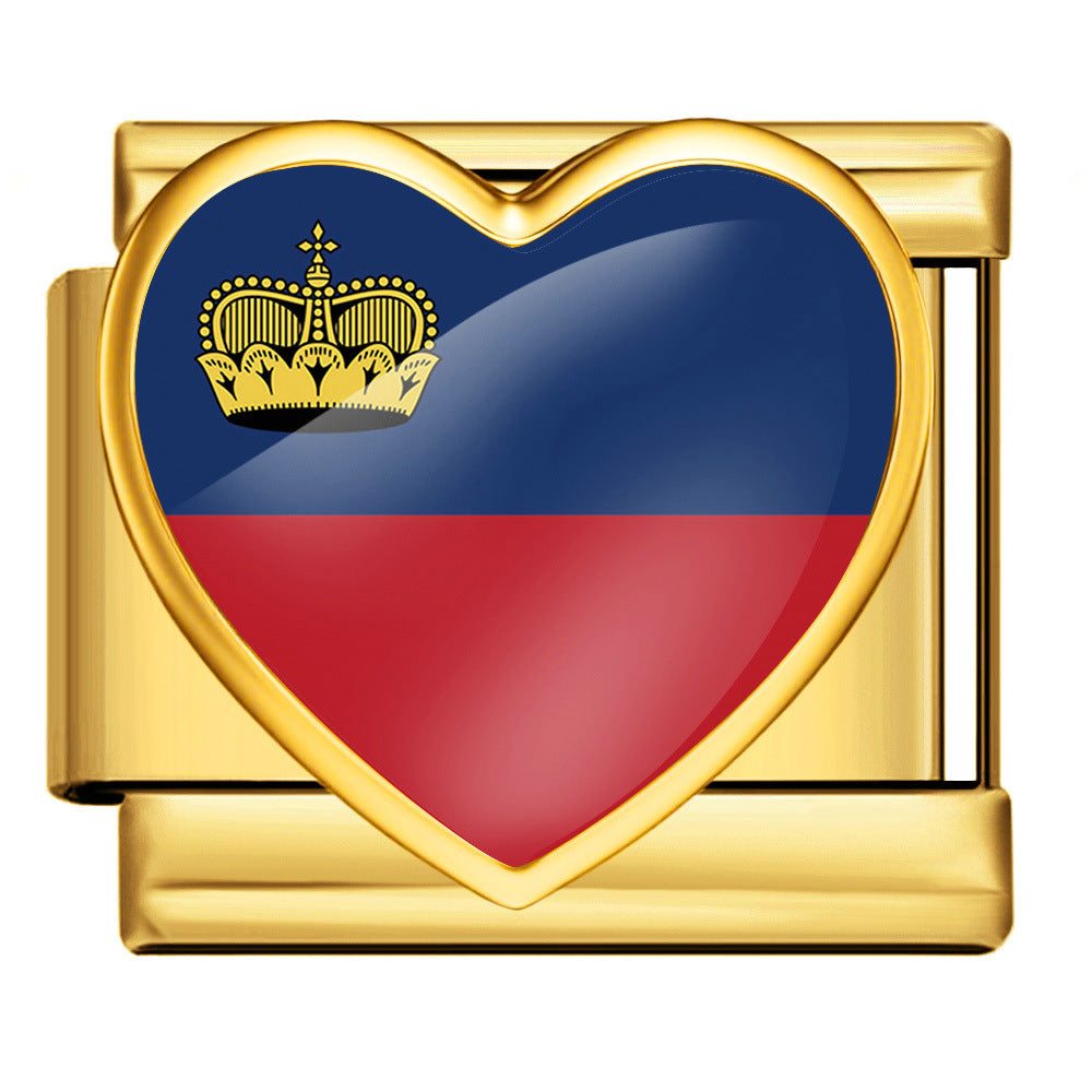 Wholesale Gold Plated Stainless Steel DIY Modular Bracelet With Heart Italy Flag Design Party Jewelry Accessory For Women