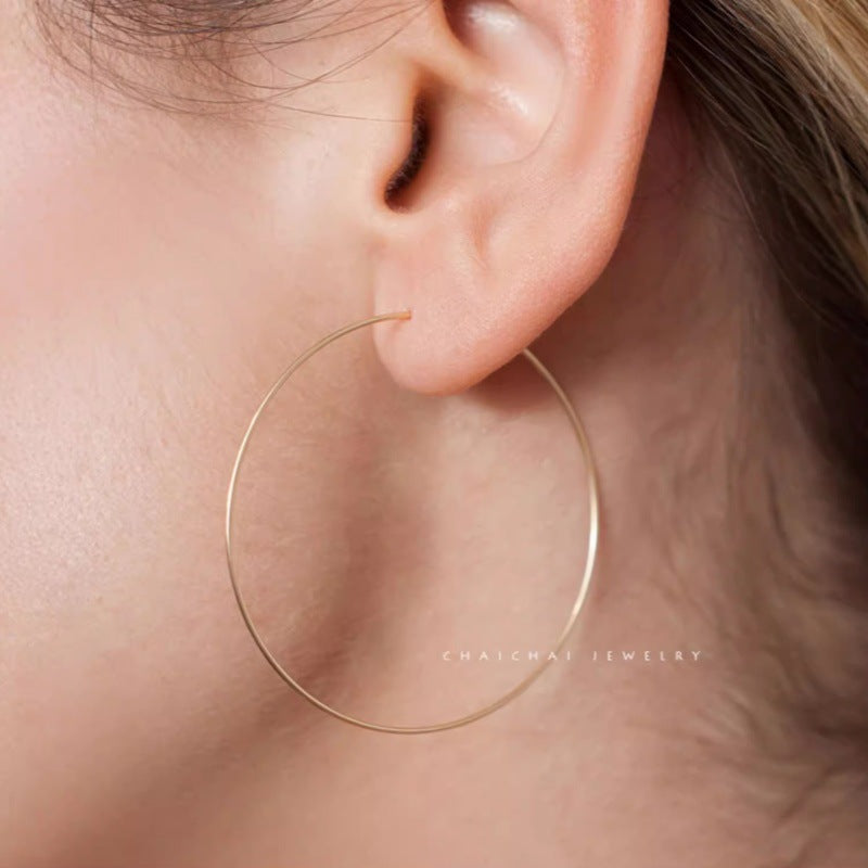 Wholesale ultra-thin exaggerated ultra-light 14k gold-plated large earrings