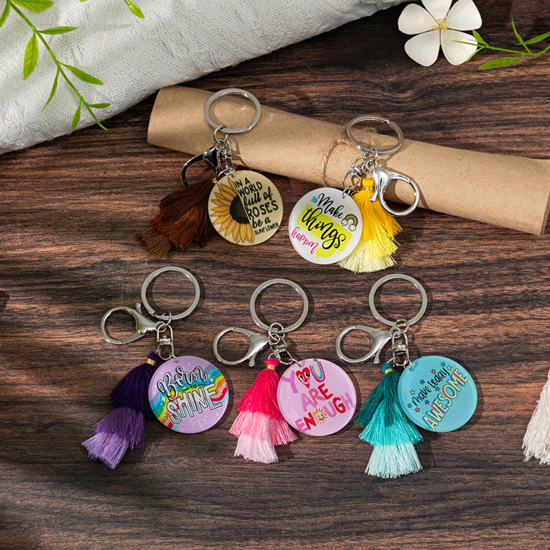 Wholesale Acrylic Gradient Tassel Keychain