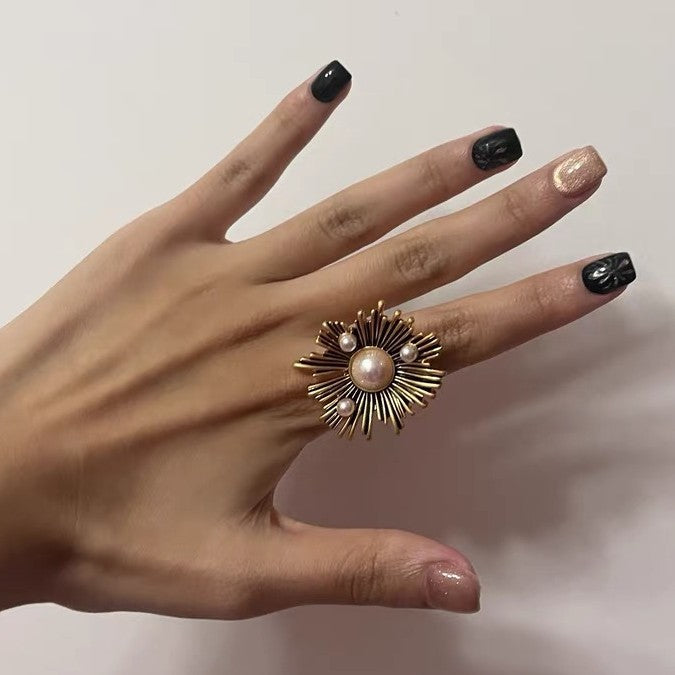 Wholesale  Retro Style Pearl Opening Ring