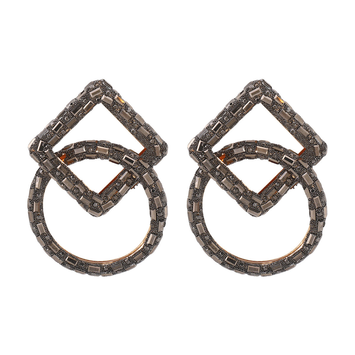 Wholesale new style personalized full diamond earrings Creative design geometric trend earrings