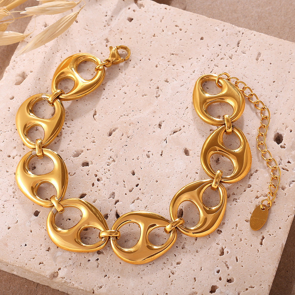 Wholesale Simple Geometric Buckle ing Jewelry Trendy Personality Exaggerated Style Pig Nose Bracelet