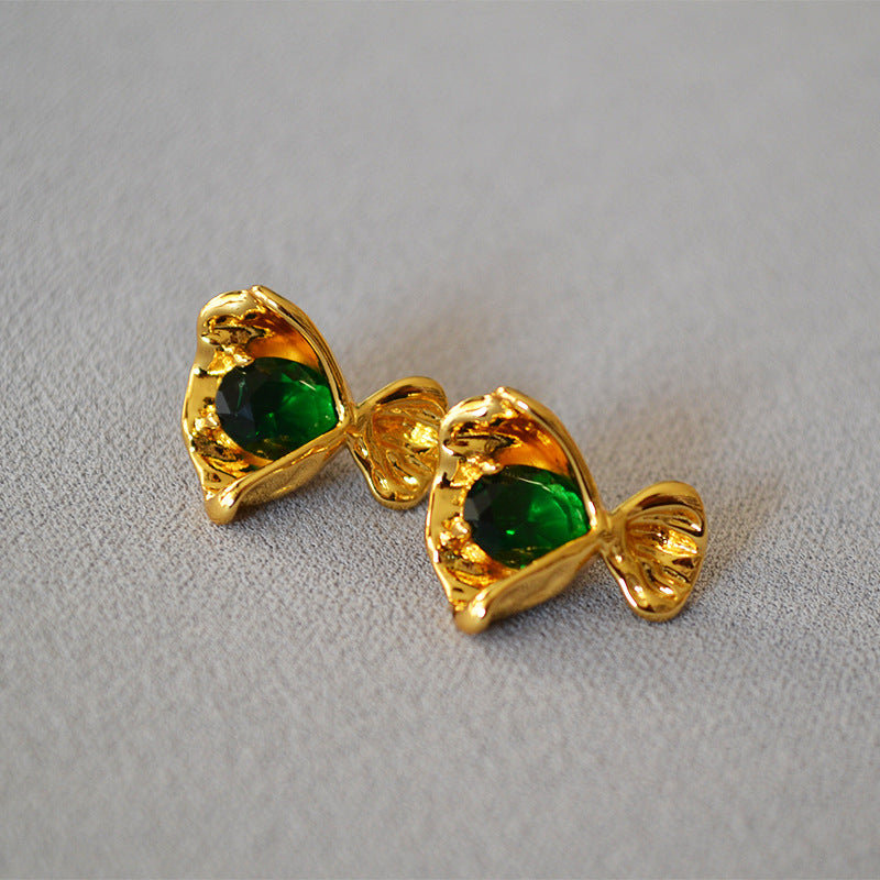 Wholesale wrinkle packaging hand holding bouquet colorful candy zircon earrings