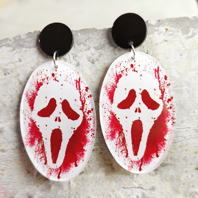 Wholesale 2 Pairs/Pack Halloween Moth Balloon Card Skull Acrylic Earrings ACC-ES-HY166