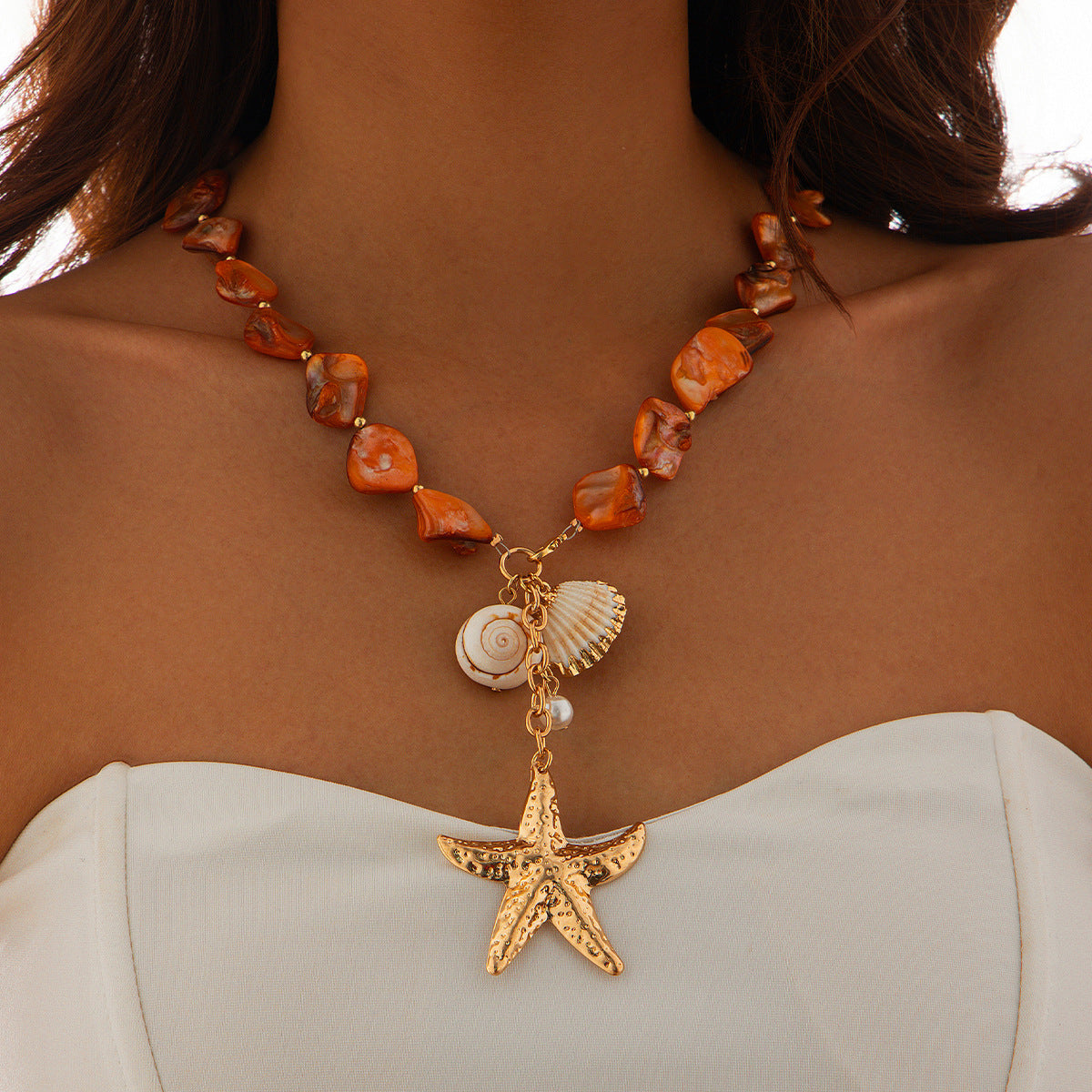 Wholesale  ocean wind shell starfish necklace