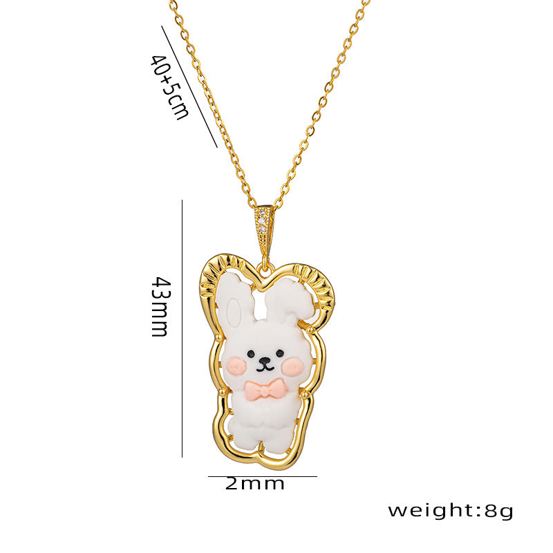 Wholesale Cartoon Animal Image Pendant Cute Necklaces Titanium Steel Necklace ACC-NE-Kouz007