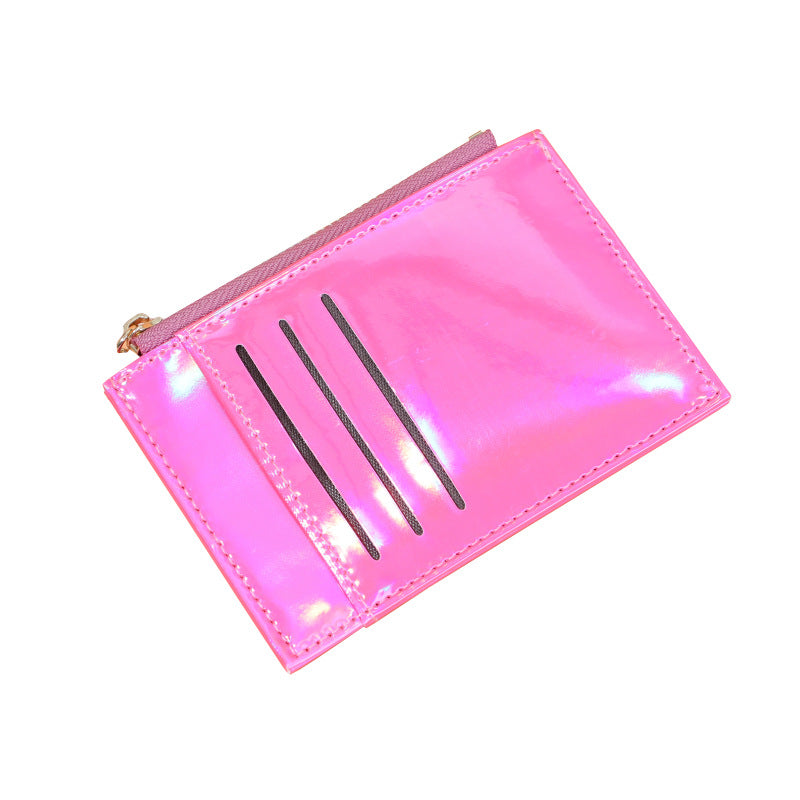 Wholesale Trendy Laser Pattern Card Wallet With Zipper Coin Pocket In PU Leather Unisex Everyday Chic Accessory For Boutique Gift