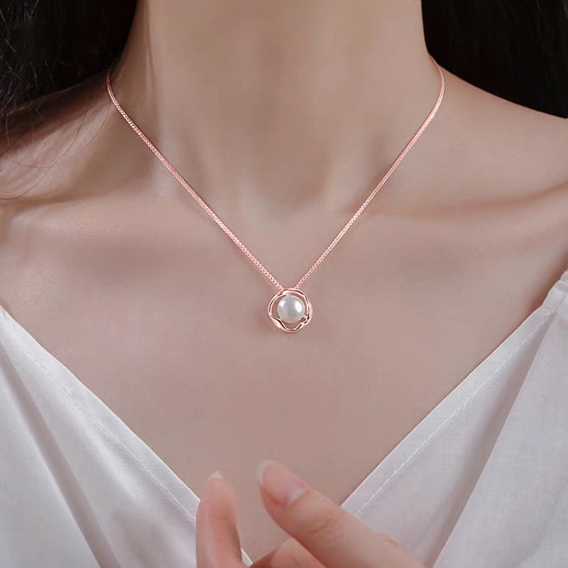 Wholesale  All-match Pearl Earrings Necklace Jewelry suit