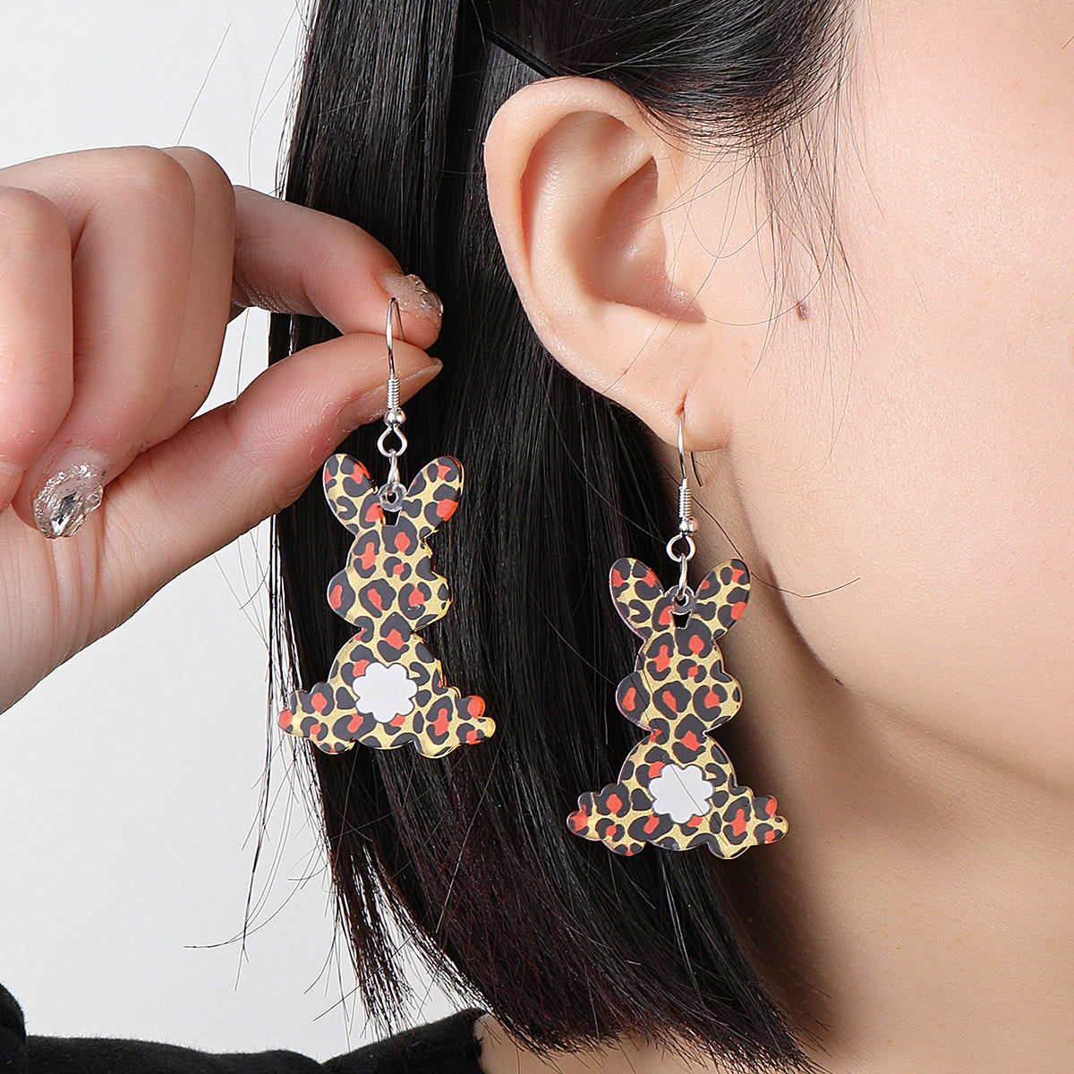 Wholesale Acrylic Cartoon Print Easter Bunny Egg Carrot Earrings