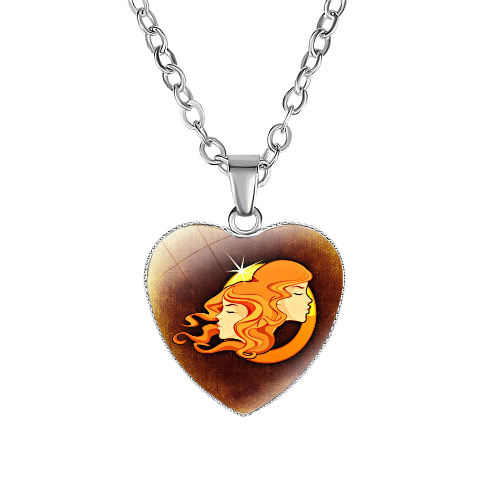 Wholesale twelve constellation love necklace Creative Time gem pendant necklace