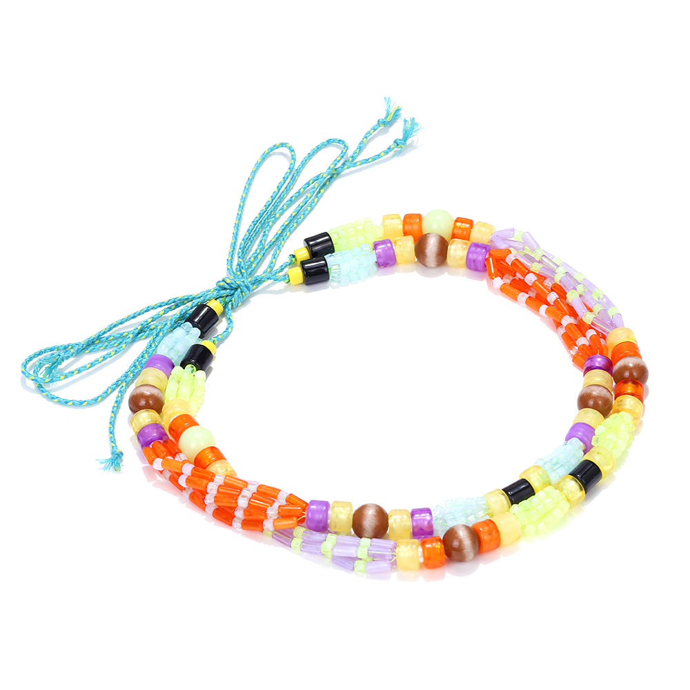 Wholesale Bohemian Multi-layered Colorful Beaded Rope Stacking Necklace