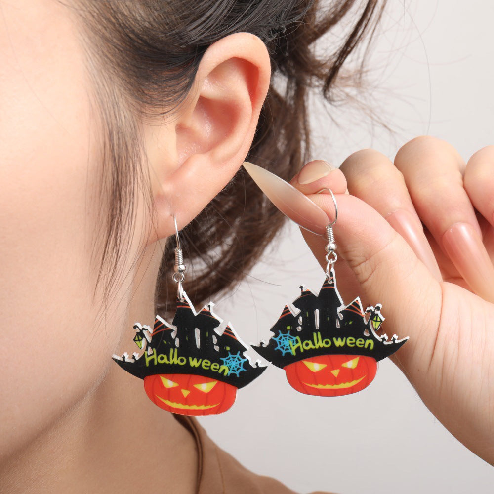 Wholesale acrylic earrings Halloween ghost skull pumpkin earrings