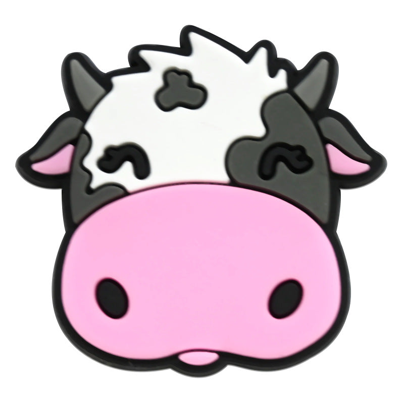 Random 100pcs Cute Cow PVC Soft Rubber Shoe Buckle Decoration ACC-SC-RYY067