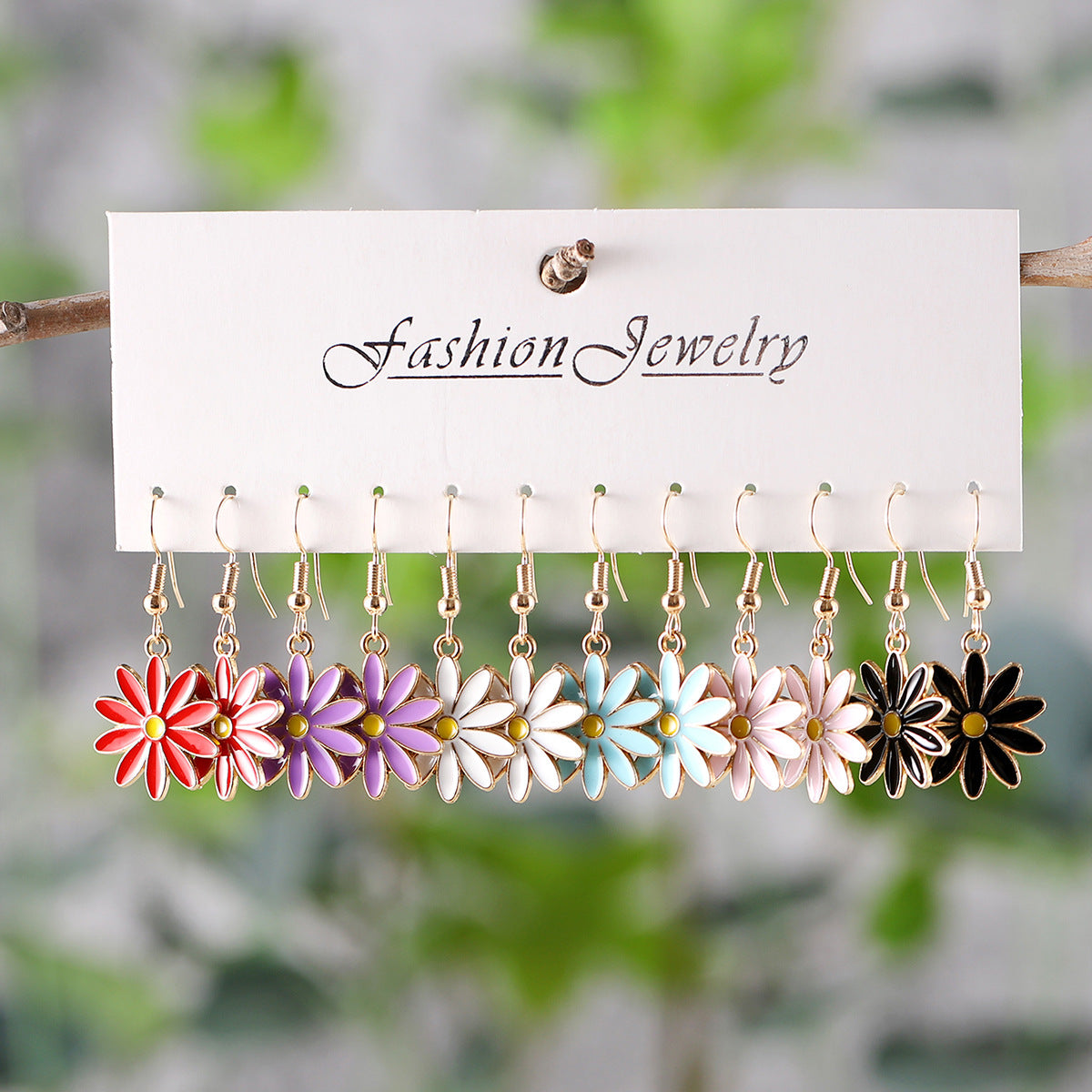 Wholesale Color Small Flower Oil Drop Pendant Earrings suit