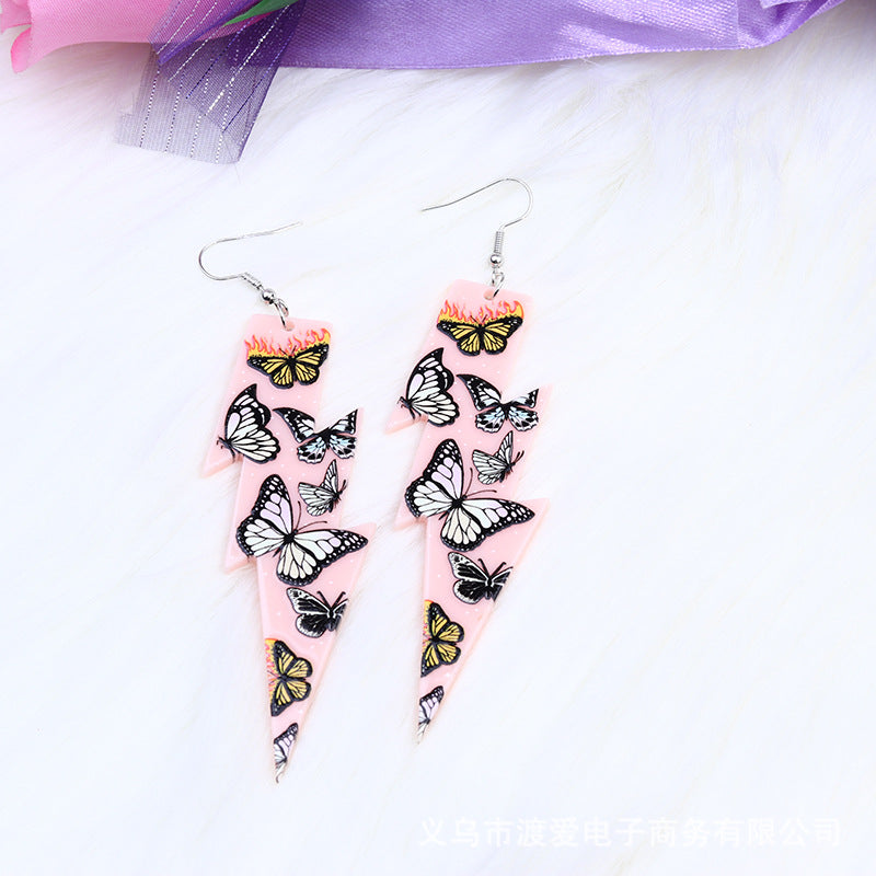 Wholesale Lightning Leopard Butterfly Acrylic Earrings ACC-ES-DA017
