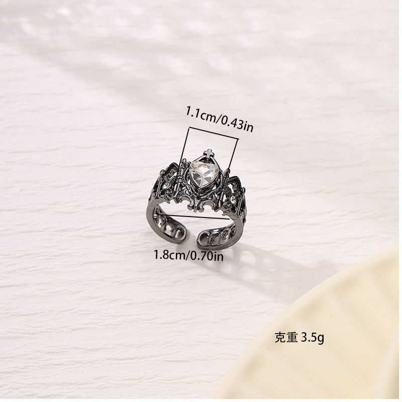 Wholesale Gothic Style Cross Crown Love Ring Vintage Ring Open Adjustable Ring ACC-RS-YunJin006