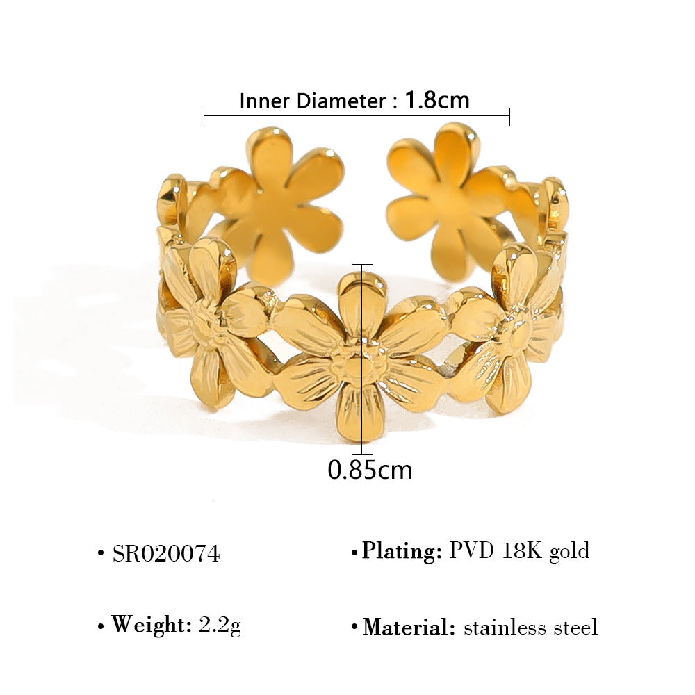 Wholesale  stainless steel flower ring opening adjustable ring