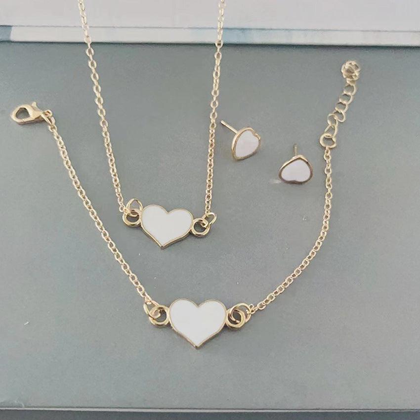 Wholesale Casual Heart Necklace Bracelet Earrings Set ACC-NE-AnHe004