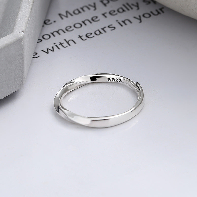 Wholesale S925 Sterling Silver Mobius Ring Thin-Ring Opening Ring
