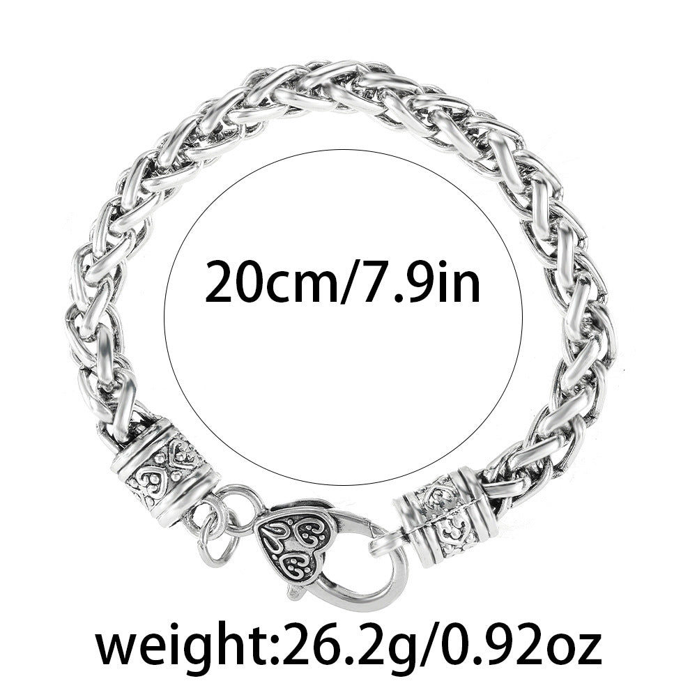 Wholesale Retro Heart Lock Clasp Twisted Chain Bracelet Alloy Electroplated Unisex Jewelry Accessory for Gift