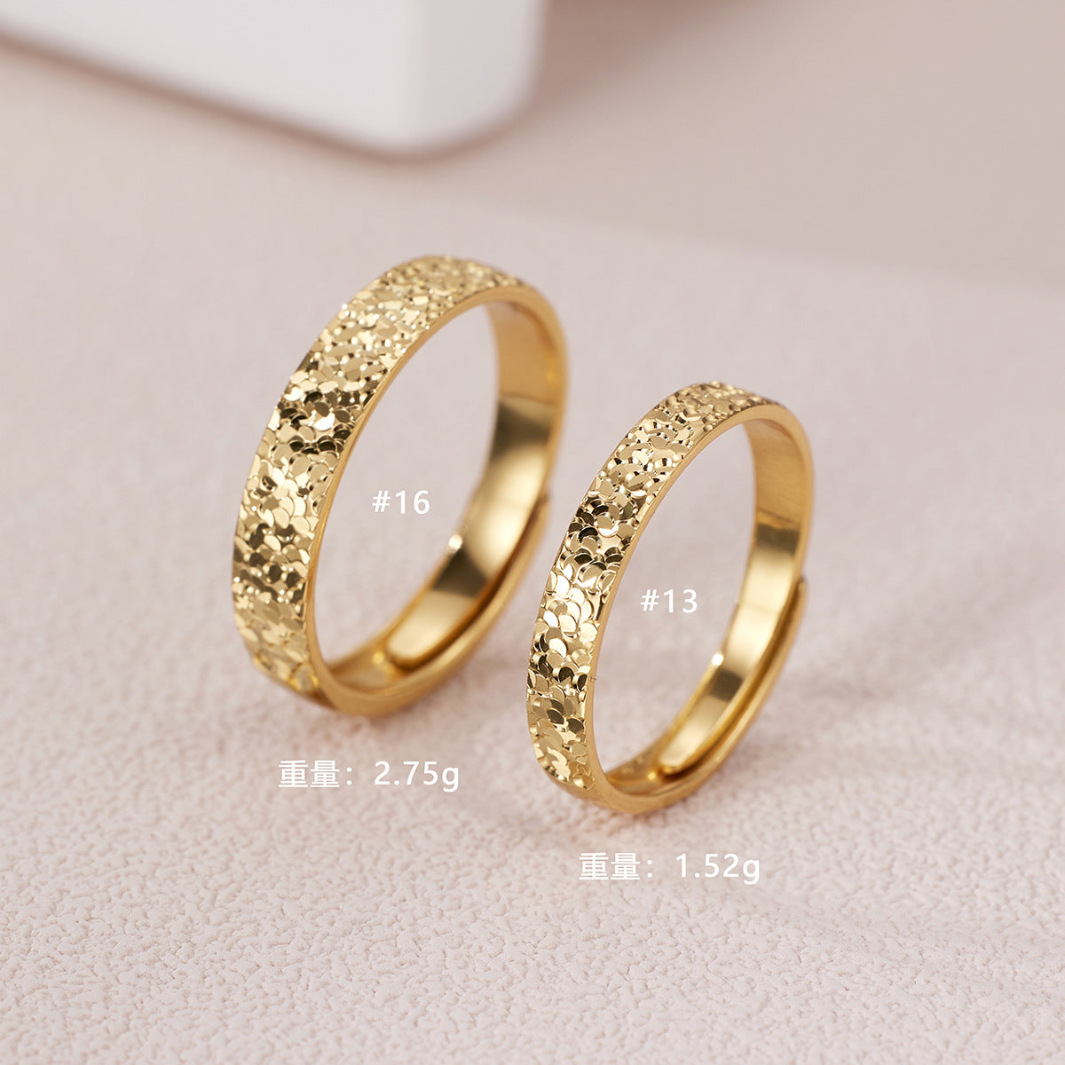 Wholesale Crushed Ice Hammered Silver Ring Adjustable Unisex Couple Jewelry Fashion Accessory Gift For Boutique Resale