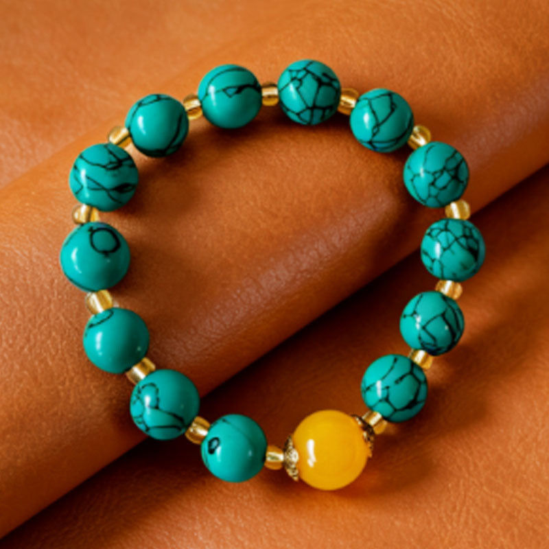 Wholesale Imitation Turquoise Beaded Bracelet Unisex Tibetan Style Travel Souvenir Jewelry Accessory