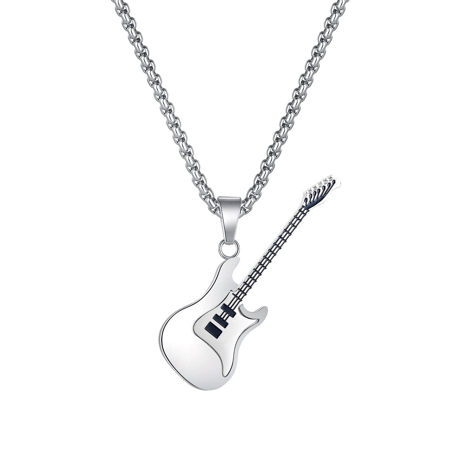 Wholesale hip hop stainless steel guitar pendant necklace
