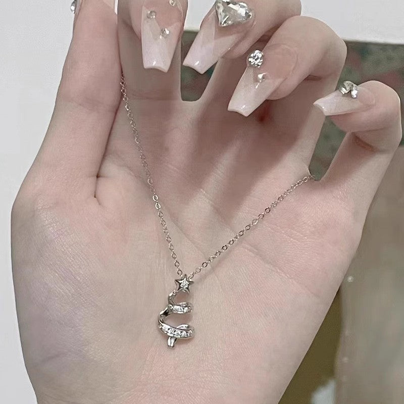 Wholesale Titanium Steel Non-Fading Star Christmas Tree Pendant Necklace