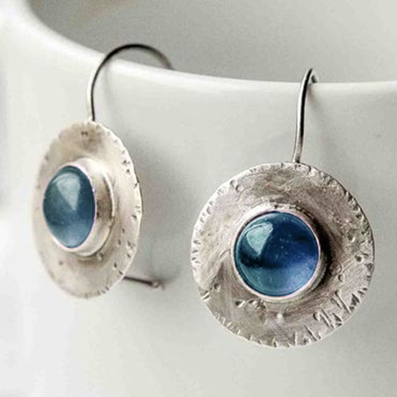 Wholesale  Round Blue Earrings Purple Moonstone Jewelry