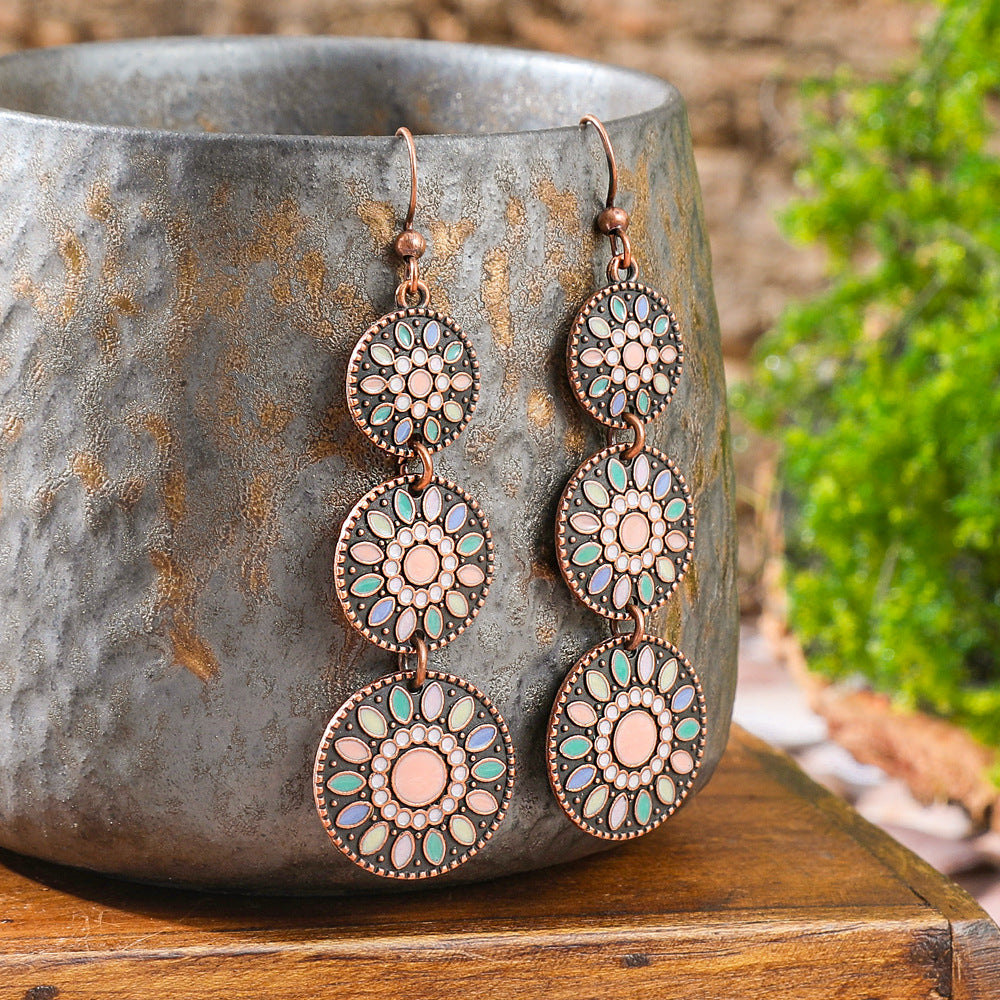 Wholesale Ethnic Style Colorful Oil Drop Long Earrings - Fashion Accessory for Party Wear